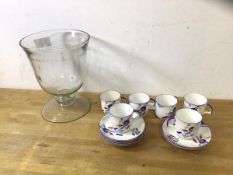 A set of six 1930's Foley demitasse cups and saucers, cup measures 6cm high, along with a footed