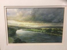 Jan Fisher, The Spey Valley, watercolour, signed bottom right, framed, measures 22cm x 34cm