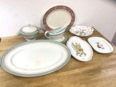 A mixed lot of china including Royal Worcester Crown Ware, Ashet, sauce boat, saucer and small