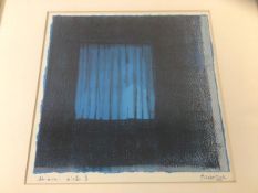 After Tim Harbridge, Shibumi Blue 9, modern reproduction print, framed, meausres 30cm x 30cm