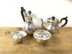 An Edwardian 4-piece, London silver, Batchelor tea service including coffee pot which measures