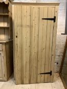 A Pine kitchen larder cupboard, the door opening to three shelves, H172cm, W95cm, D50cm