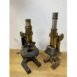 Two early 20thc microscopes, one inscribed C Reichert Wien, measures 32cm high, the other
