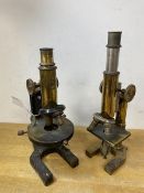 Two early 20thc microscopes, one inscribed C Reichert Wien, measures 32cm high, the other