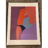 Limited edition print of young woman, signed bottom right, measures 61cm x 46cm