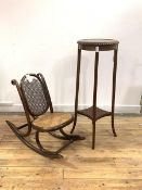 An Early 20th century bentwood childs rocking chair with cane seat and back panels, (A/F) (H64cm,