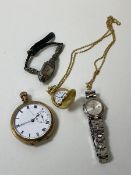 A group of watches including a ladies Tissot, a Rotary wrist watch, a Rotary miniature pocket