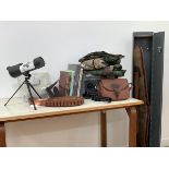 Shooting interest, A collection of sporting accessories to include; a gun cabinet complete with