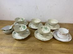 A mixed lot of 1930's Norwegian Porsgrunds china including five teacups in Vega pattern, measuring