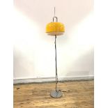 Harvey Guzinni, An Italian floor lamp, the orange mushroom shade on a chrome base, with label,