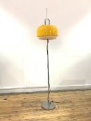 Harvey Guzinni, An Italian floor lamp, the orange mushroom shade on a chrome base, with label,