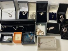 A quantity of mostly marked silver jewellery, predominately necklaces, including those by Unique,