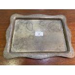 A 1920's Birmingham silver tray with engine turned well and raised serpentine edge, measures 31cm