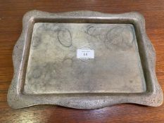 A 1920's Birmingham silver tray with engine turned well and raised serpentine edge, measures 31cm