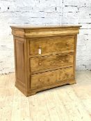 A Victorian style satin wood chest, fitted with cushion frieze drawer over three graduated