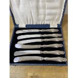 A boxed set of six 1923 Sheffield Silver handled butter knives