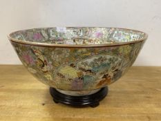 A Chinese bowl in famille rose pattern, figures before noble to bottom of well, with image repeating