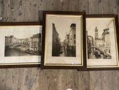 Three late 19th early 20thc photographs of Venice including The Rialto Bridge with crowds,