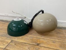 Two Guzzini style hanging light shades, larger measures approximately 29cm high x 32cm diameter