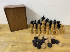 An Old English Pattern chess set, some losses, king measures 10cm high, and a quantity of