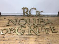 A group of gilt composition display sign letters, of one type face and two fonts, (H41cm, H27cm)
