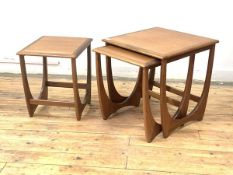 G-Plan, a mid century teak nest of three tables, no label, H52cm, W50cm, D50cm