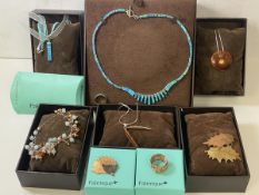 A collection of Palenque jewellery including necklaces, brooches, and rings, all with original boxes