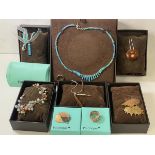 A collection of Palenque jewellery including necklaces, brooches, and rings, all with original boxes