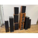 A group of speakers including those by Rogers, Audiomaster, Castle, Royd and Mission, tallest