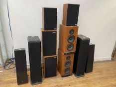 A group of speakers including those by Rogers, Audiomaster, Castle, Royd and Mission, tallest