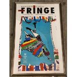 Fringe Festival poster dated 1990, designed by Amanda Grant, glass a/f, measures 77cm x 49cm