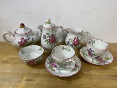 An early 20thc Copeland Spode Marlborough pattern 8pc breakfast set including coffee pot with