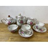 An early 20thc Copeland Spode Marlborough pattern 8pc breakfast set including coffee pot with