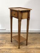 A Georgian style cherry side table, the tray top over frieze drawer and candle slide to one end,