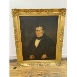 19thc half length portrait of gentleman, oil on canvas, a/f, measures 91cm x 70cm