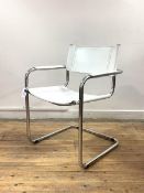 A Bauhaus style cantilever chair, chromium plated tubular frame with white fuax leather