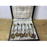 A set of six early 20thc gilt metal coffee spoons, marked 925, each with a guilloche leaf finial