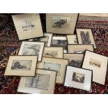 A collection of late 19th early 20thc etchings, some of Edinburgh interest and landscapes, a