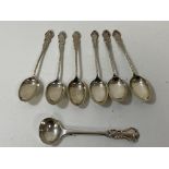 A set of six silver coffee spoons, London 1900, makers mark KP Bros, handle engraved with a P, a