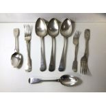 A collection of Victorian and Georgian silver forks and spoons, London, various makers marks such as