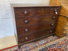 A 19thc Scottish mahogany chest of drawers with three short drawers above three graduated drawers on