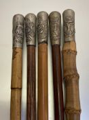 British swagger sticks: Derbyshire Yeomanry, Queens Own Cameron Highlanders, London Scottish (Vic
