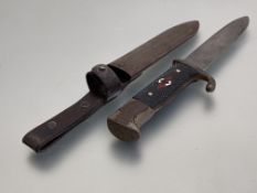 WWII German Hitler Youth dagger, blade marked Gottlieb Hammesfhar Solingen Foche. Ges. Gesch,