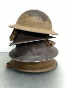 WWII British steel helmets, five with liners (two a/f) (7)