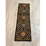 A Maimana kilim runner rug of geometric design, 193cm x 61cm