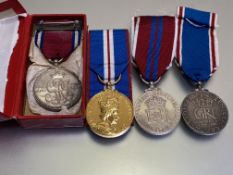 Coronation and Jubilee medals. 1935 Jubilee medal in box of issue. 1937 Coronation medal, 1953