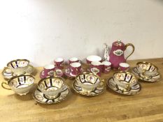 A 1920's / 30's set of Six Paragon china teacups, five saucers (15cm d), a Maurice Chelsea Crown