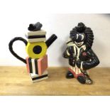 Two novelty china teapots, one in the form of Liquorice Allsorts, stamped Cardew Designs to base (