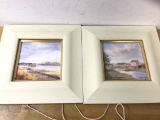Sheena Phillips, The Roman Bridge Musselburgh, watercolour, paper label verso, (12cm x 12cm) and