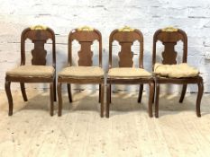 A set of four Russian or Scandinavian salon chairs, the gilt foliate crest rail over splat back